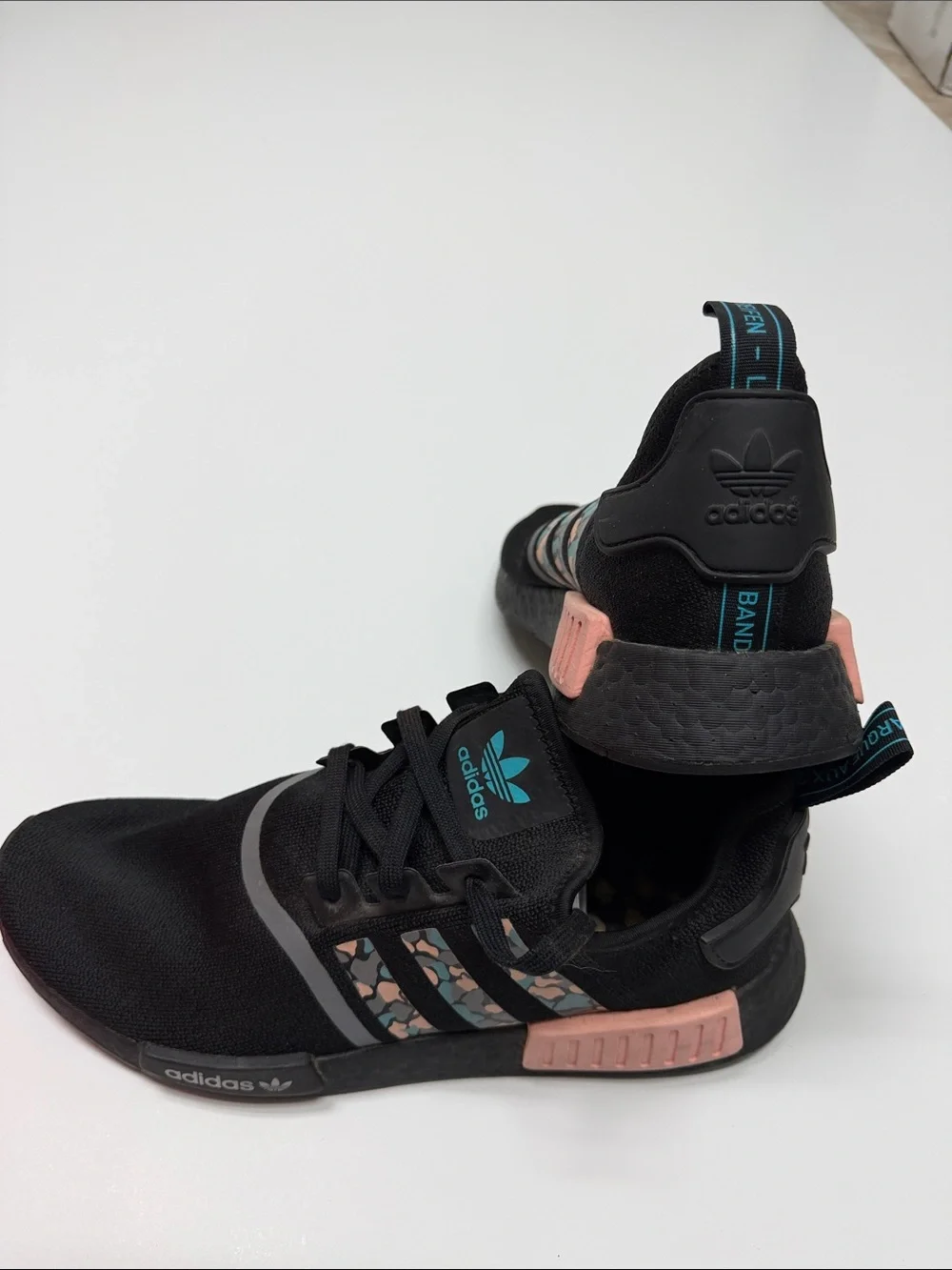 adidas Women’s Black Sneakers with Pink Accents and Teal Logo